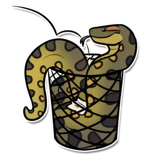 🗑 serpiente, anaconda, taza, reptil, animal whatsapp sticker