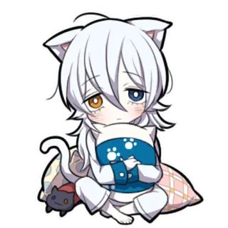 🥱 cat, anime, kawaii, sleepy, cute, pillow, manga telegram sticker