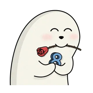 🌷 carino, rosa, fiore, personaggio, cartone animato, illustrazione whatsapp sticker