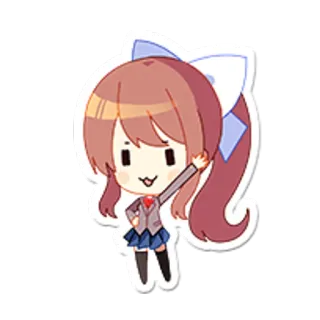 😍 Monika Doki Doki Literature Club! Anime, Chibi, Schattig, Spel, Schoolmeisje telegram sticker