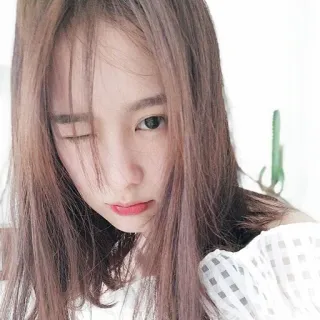 😉 portrait, femme, clin d'oeil, asiatique, fille, selfie, femme telegram sticker