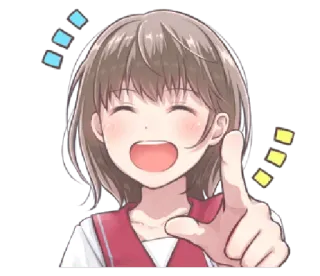 😆 anime, girl, pointing, happy, cute, cheerful, cartoon whatsapp sticker