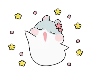 💃 น่ารัก, น่าเอ็นดู, สัตว์, แฮมสเตอร์, คาวาอิ, การ์ตูน, ดอกไม้ telegram sticker