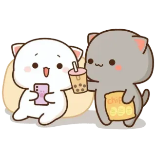 😍 kucing, kawaii, lucu, stiker, bubble tea, camilan telegram sticker