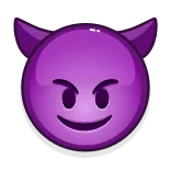 😈 дьявол, эмодзи, злой, фиолетовый, рога, улыбающийся whatsapp sticker