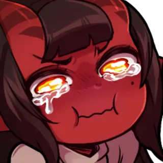 😢 Anime, Pleurs, Diable, Rouge, Démon, Triste telegram sticker