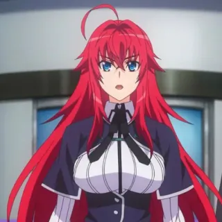 👑 Rias Gremory High School DxD Anime, cheveux roux, Waifu, fille anime whatsapp sticker