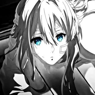 🖤 Violet Evergarden Anime, Ragazza, Triste, Lacrime, Fascia telegram sticker