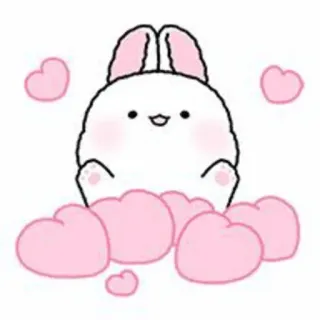 🐇 lapin, lapinou, kawaii, mignon, coeur, rose, amour, animal telegram sticker