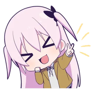 ✌️ Hi!! Anime, Desenho animado, Chibi, Fofo, Menina, Sinal de paz telegram sticker
