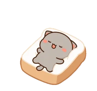 🍞 chat, dormir, toast, mignon, animal, dessin animé telegram sticker