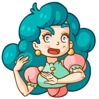 😮 Desenho animado, Mulher, Personagem, Menina, Bonito, Arte, Ilustração telegram sticker
