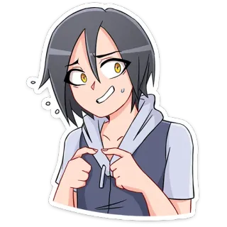 😬 anime, character, nervous, smirking, pointing, illustration telegram sticker