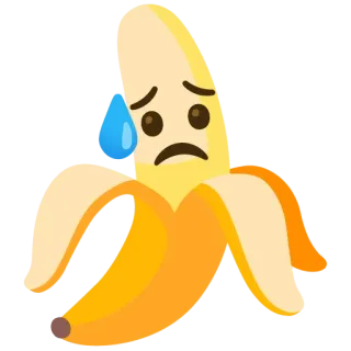 😥 กล้วย, ผลไม้, เศร้า, อิโมจิ, ปอกเปลือก, สีเหลือง telegram sticker