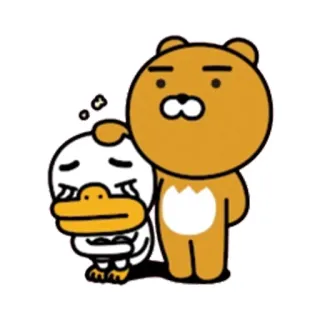 👍 Kakao Friends, Ryan, pato, personaje, lindo, triste, amistad, dibujos animados whatsapp sticker