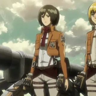 🥀 Mikasa Ackerman Attack on Titan Mikasa, Armin, Attack on Titan, anime, military, scout regiment telegram sticker