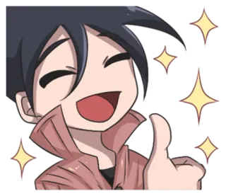 😄 Anime, Pouce levé, Étincelles, Approbation, Positif, Joyeux telegram sticker