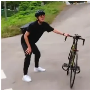 😬 Mann, Fahrrad, Straße, Helm, Radfahren, Person telegram sticker