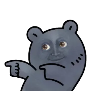 👈 orso, indicando, divertente, cartone animato, animale, adesivo telegram sticker