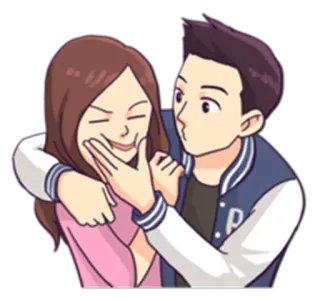 🙂 pareja, amor, dibujos animados, romance, relación, afecto telegram sticker