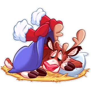 😴 Rentier, Weihnachten, Schlaf, Cartoon, Tier, Süß telegram sticker