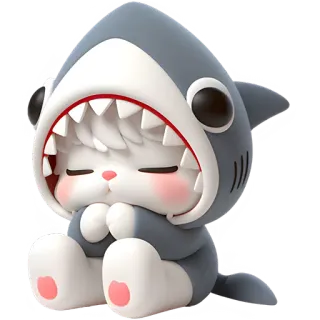 😴 chat, requin, animal, mignon, jouet, kawaii telegram sticker