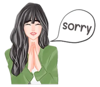 🙏 sorry disculpa, perdón, dibujo animado, mujer, chica, súplica telegram sticker