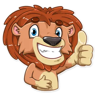 👍 löwe, tier, daumen hoch, cartoon, aufkleber telegram sticker