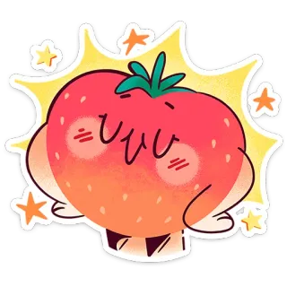 🍓 morango, kawaii, fofo, desenho animado, comida, fruta, adesivo telegram sticker