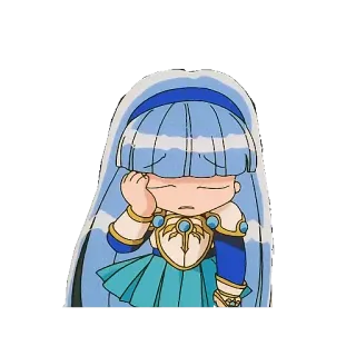 🤦‍♂️ Anime, garota, cabelo azul, fofa, chibi, triste, desenho animado telegram sticker