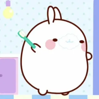 🌟 cartoon, rabbit, toothbrush, cute, bathroom, molang telegram sticker