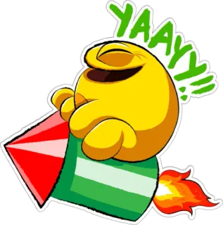 🚀 YAAYY!!! Emoji, Entusiasmo, Festa, Razzo, Felice, Cartone animato telegram sticker