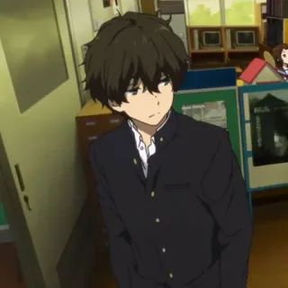 🎷 Houtarou Oreki Hyouka anime, character, houtarou oreki, hyouka, school uniform telegram sticker