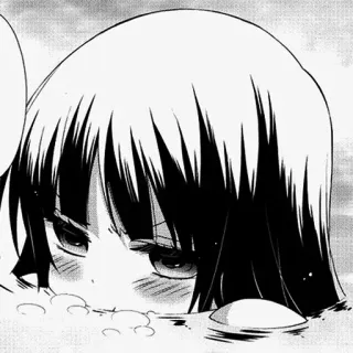 😡 Anime, Manga, Chica, Blanco y negro, Dibujos animados, Agua, Cara telegram sticker