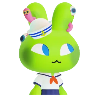 🟢 toy, bunny, sailor, cute, green whatsapp sticker