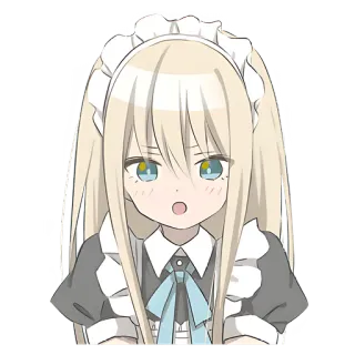 😳 动漫, 女仆, 可爱, 女孩, 金发, 连衣裙, 卡通 telegram sticker