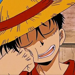 👒 Monkey D. Luffy One Piece Anime, One Piece, Luffy, Llorando, Sombrero de paja, Dibujos animados telegram sticker
