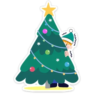 🎄 árbol de Navidad, elfo, fiestas, invierno, decoración telegram sticker
