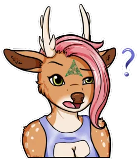 ❓ Cervo, Antropomorfo, Furry, Punto interrogativo, Celtico, Acconciatura whatsapp sticker