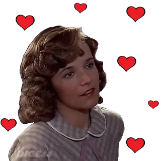 😍 woman, hearts, love, retro telegram sticker