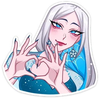 🫶 Anime, Serce, Zima, Kobieta, Królowa Śniegu, Kreskówka telegram sticker