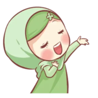 🎶 Хиджаб, Мусульманин, Девочка, Мультфильм, Наклейка, Милый, Исламский telegram sticker