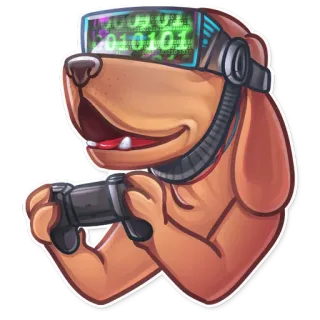 🎮 cane, gaming, realtà virtuale, VR, gamer, controller, tecnologia, cartone animato telegram sticker