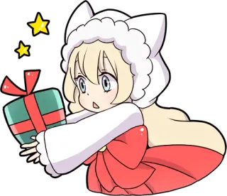 🎁 anime, natal, hadiah, imut, gadis, kartun telegram sticker