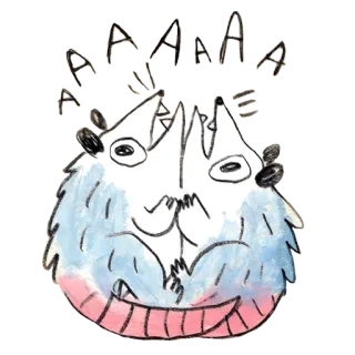 💛 AAAA opos, krzyczący, zwierzęta, kreskówka, śmieszne, słodkie, torbacz telegram sticker