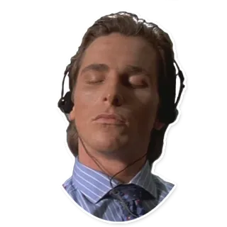 🎧 Patrick Bateman American Psycho Patrick Bateman, American Psycho, Christian Bale, Anos 80, Fones de ouvido telegram sticker