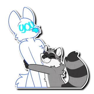 🤗 you енот, объятие, мультфильм, животное whatsapp sticker