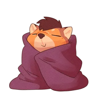 😙 animal, cute, blanket, cozy, sleepy, cartoon telegram sticker