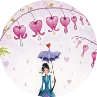 🌸 爱心, 花, 艺术, 女人, 伞, 粉色, 爱 telegram sticker