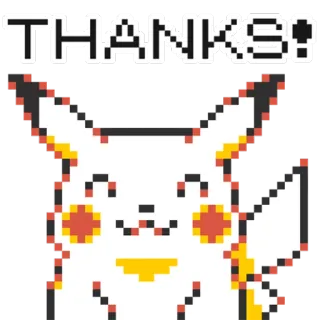 🙏 Pikachu THANKS! ポケモン, ありがとう, ピクセルアート, かわいい, アニメ telegram sticker